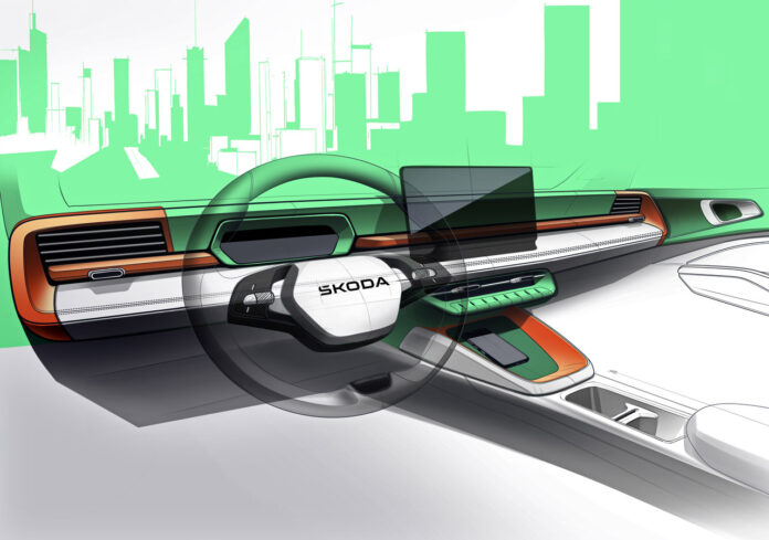 Skoda Epiq førerpladsen sketch