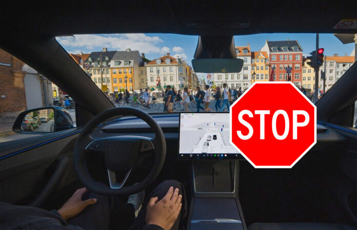 Tesla FSD stop